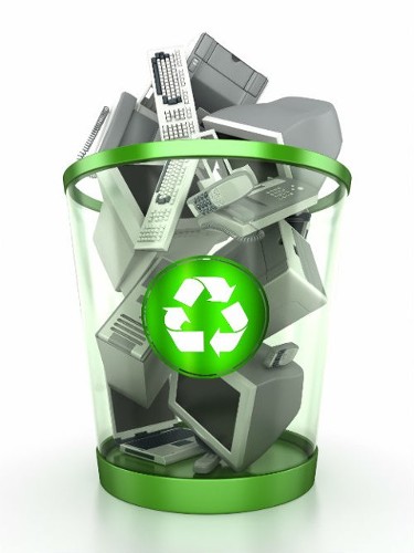 Electronic Waste in Recycling Bin